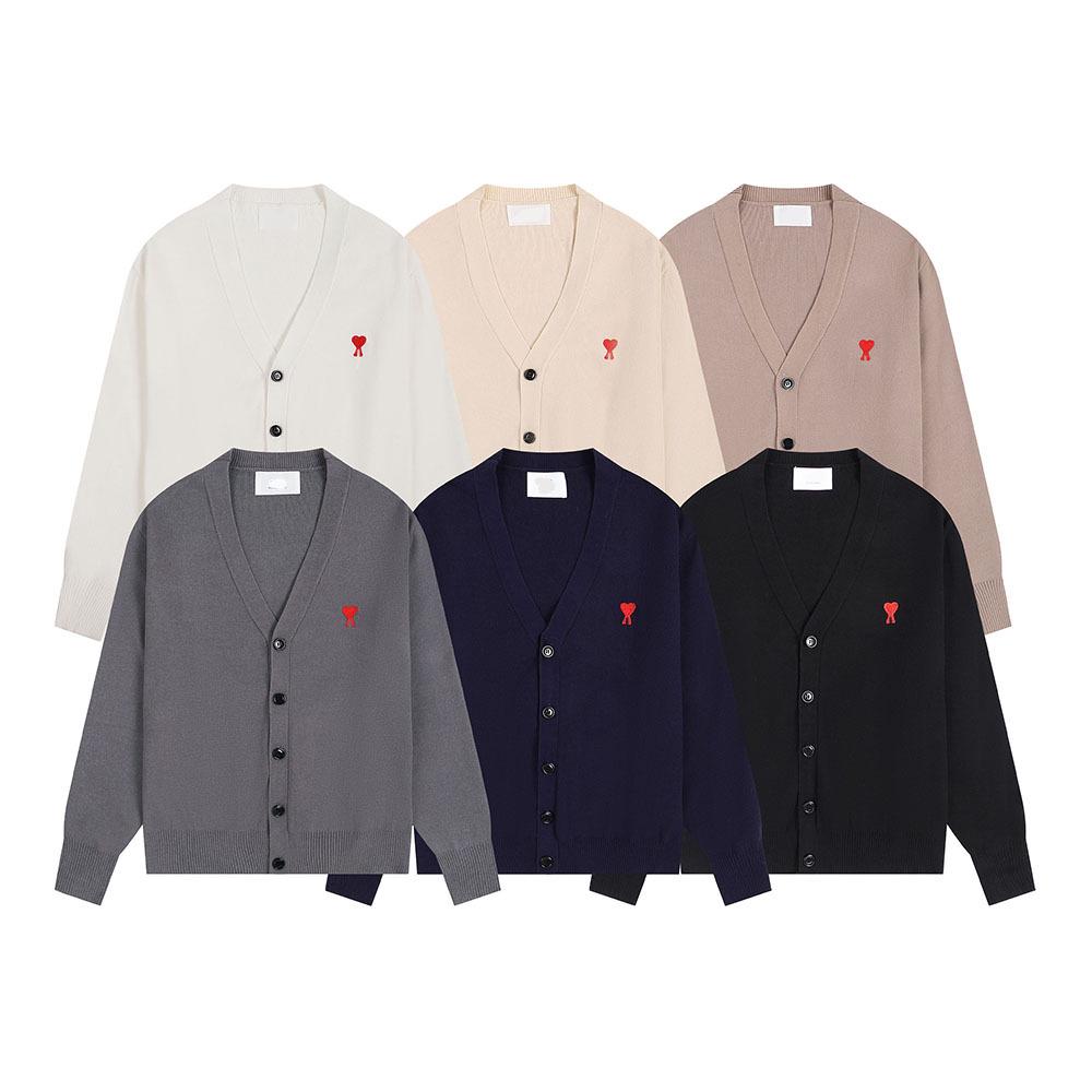 Klassischer Strick-Cardigan mit Herz-Stickerei - Unisex Lockerer Pullover