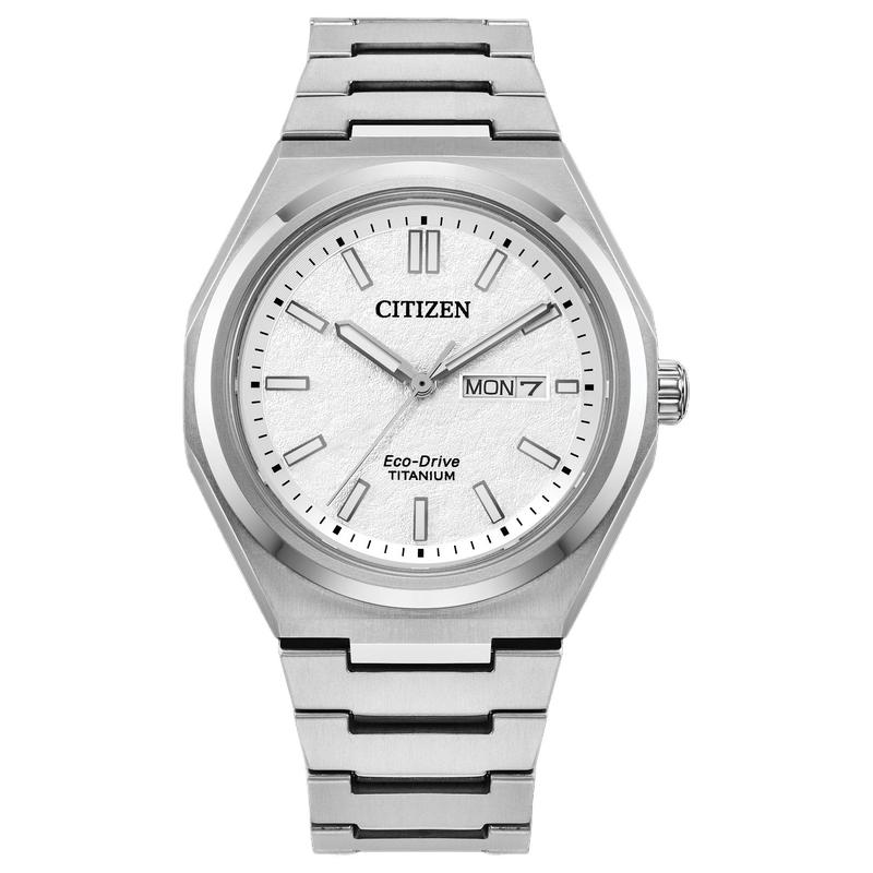 

CITIZEN Integrated Super Titanium™ Series 100m Waterproof Solar Quartz Super Titanium Strap Men s Watch White Dial AW0130-85A синій