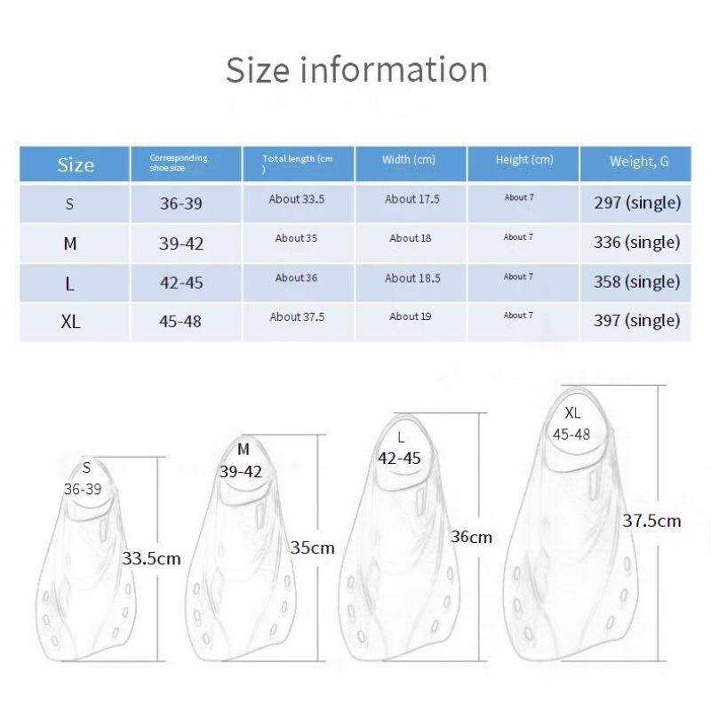 Men's and Women's Swimming Training Flexible Short Fins Freestyle Snorkeling Diving Gear Black Non-slip Fins Swimming Shoes
