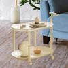 Carrello di Servizio Tavolino da Divano Doppi Ripiani Aperti Decorazione Regali Minimalista con Ruote Versatile Scaffale portaoggetti per la Casa