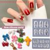 Carved DIY, UV Gel Nail Polish, Acrylic Crystal Nails Template 3D Carving Silicone Mold for Nail Stamping, Nail Art, Candy Bow