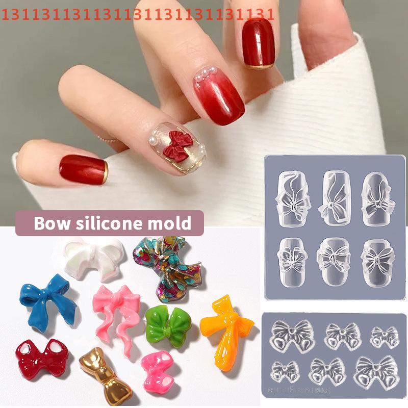 Carved DIY, UV Gel Nail Polish, Acrylic Crystal Nails Template 3D Carving Silicone Mold for Nail Stamping, Nail Art, Candy Bow