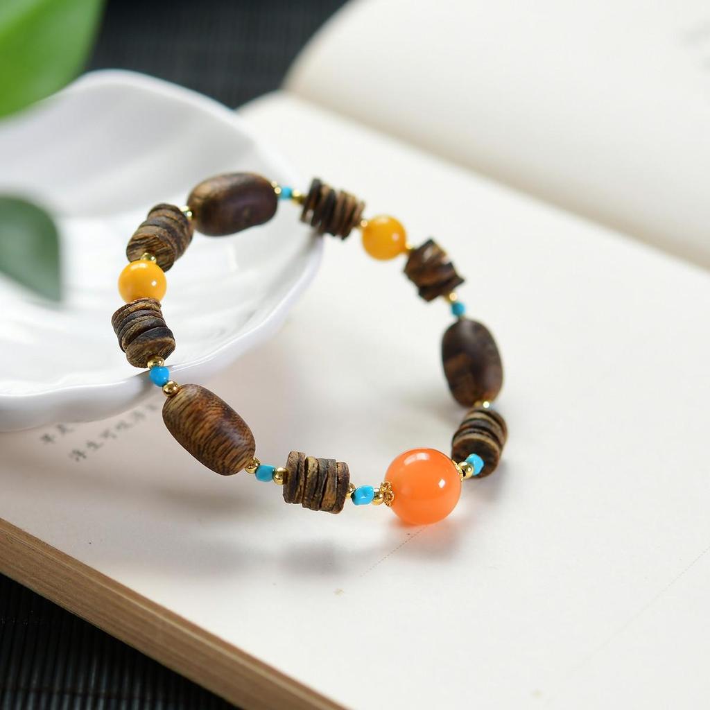 Agarholz Jujube & Türkis Bernstein Armband