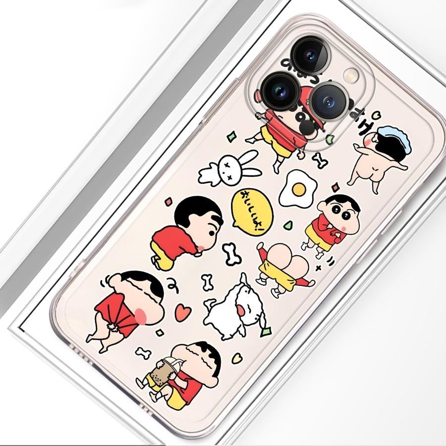 Soft Phone Cover Case for iPhone 17 Pro Max 12 Mini 16 11 XS Max XR 15 Air 7 8 14 Plus 13 Pro Crayon Shin Chan Cartoon