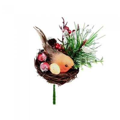 Robin In A Nest Pick Christmas Decoration