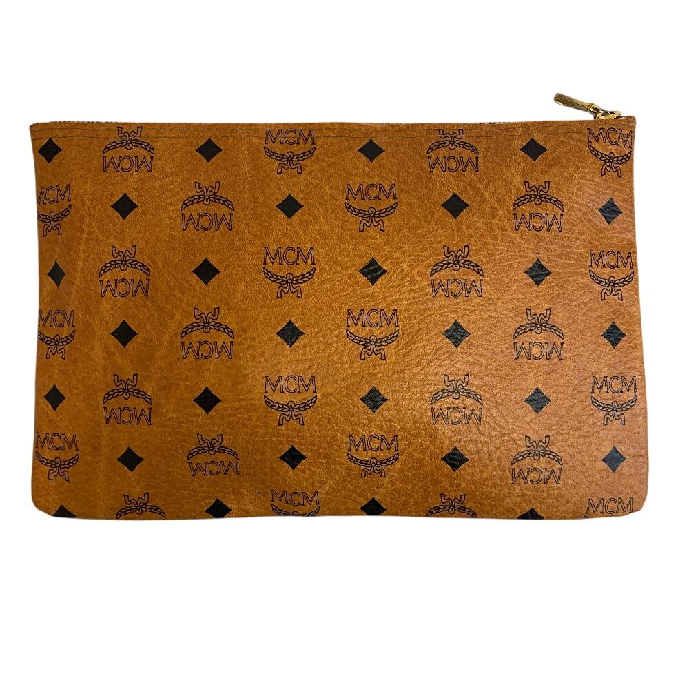 MCM Pouch clutch logo leather Vicetos business bag Brown leather Used