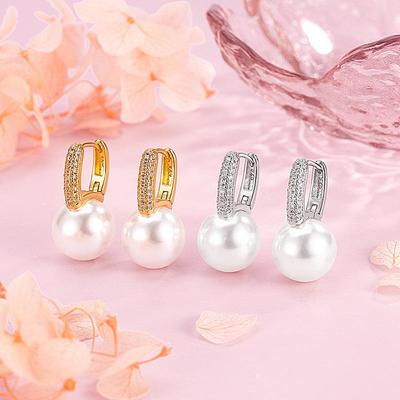 Elegant French Pearl & Zirconia Earrings: Versatile, Classic, High-End Studs for Women