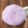 Direkt vom Hersteller Hellviolette Faux Angora Fell Baskenmütze Flauschige Strickmütze für Damen Tägliches Tragen Einkaufen Kaffee-Date