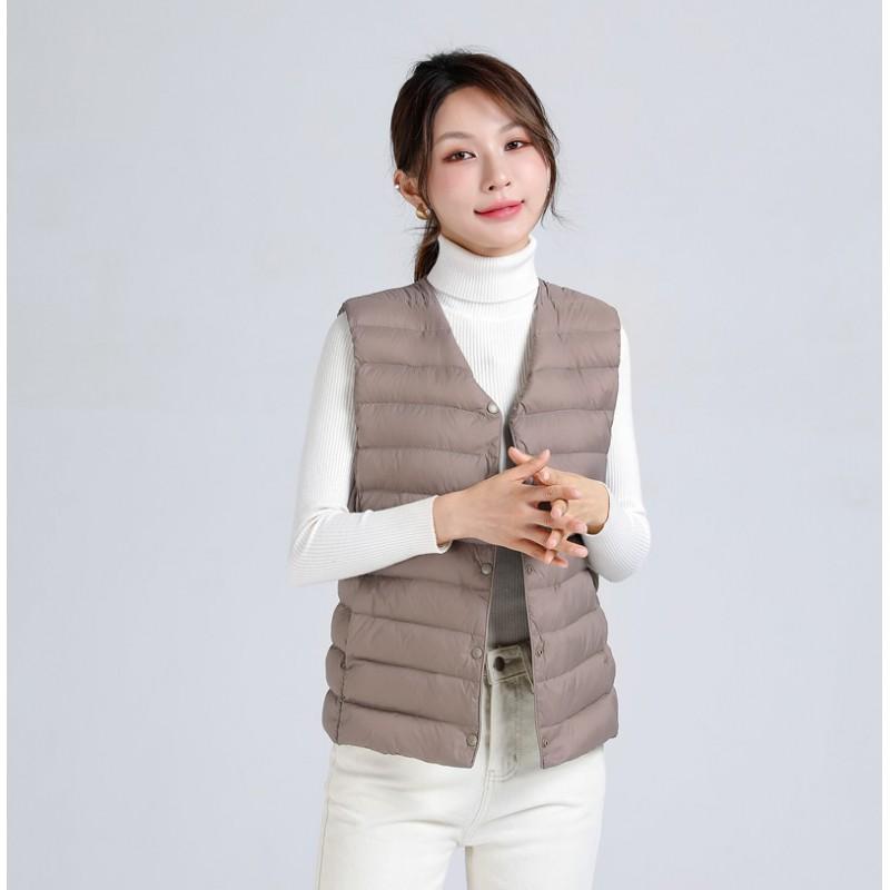 Womens Lightweight Duck Down Vest Sleeveless Puffer Gilet Warm Inner Layer Slim Fit Short Coat