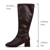 Black Pu Leather Knee High Boots Women Fashion Back Zipper High Heels Long Boots Woman Plus Size 35-42 Thick Heel Knight Boots
