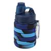Collapsible Water Bottle 500ml Food Grade Silicone Portable Foldable Sports Water Bottle for Outdoor Travel Gym Camping Hiking Blue