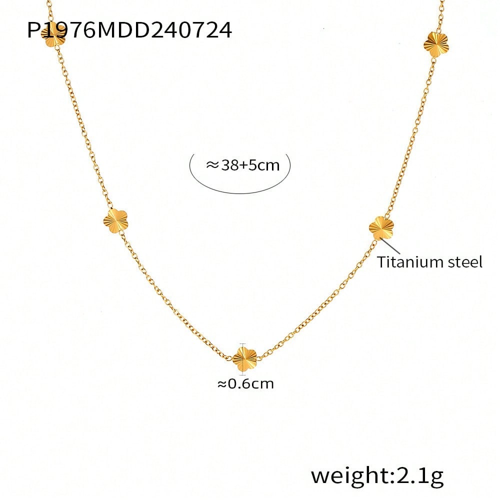 1 Piece Classic Fashion 5 Leaves Flower Pendant Necklace, 18K Gold Plated Stainless Steel Chain, Gift for Mother, Friends, Wife
