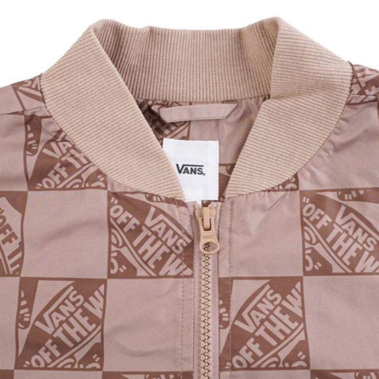 Vans Chaqueta Bomber de Skate Casual Cómoda de Manga Larga para Mujer Off The Wall Check Marrón Caqui VN000GQSCTG