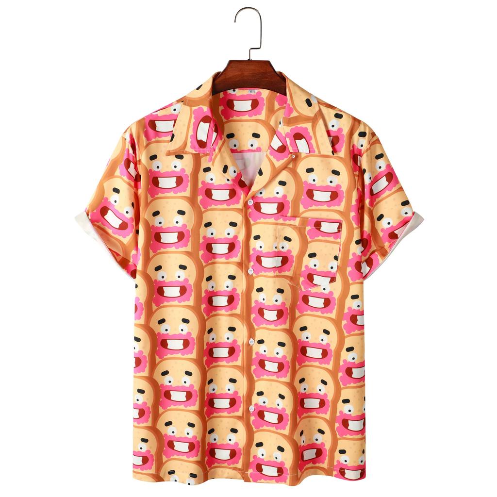 Funny Pattern 3D Print Men Shirt Man/Women Casual Fashion Short Sleeves Shirts Button Lapel Streetwear Oversized Unisex Clothing