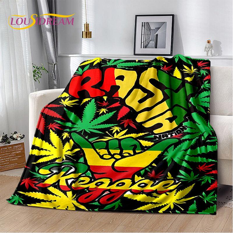 Bob Marley Reggae Music Jamaican Maple Leaf Plush Blanket,Flannel Blanket Throw Blanket for Living Room Bedroom Bed Sofa Picnic
