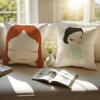 Whimsical Cute Japanese Art YYoshitomo Nara Cushion Cover Pillowcase Antidustmite Invisible Zipper Short Plush Sofa Cushion