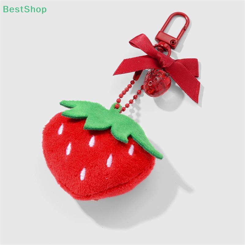 Plush Strawberry Note Bow Keychain Pendant Phone Chain Backpack Charm
