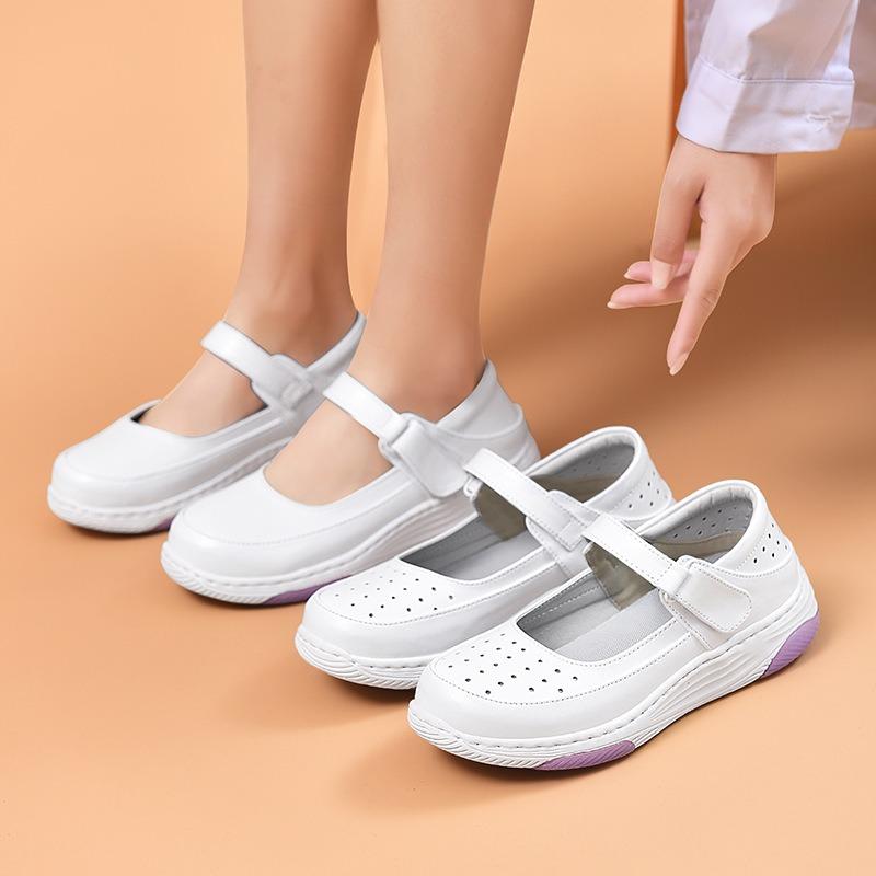 New nurse shoes soft sole summer comfortable thick sole heightening breathable deodorant not tired feet non-slip little white shoes