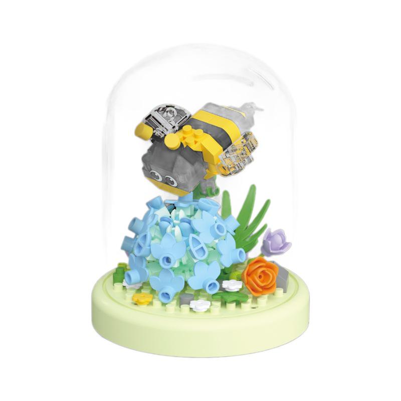 Cross-Border Insect Building Series: Lego-Compatible Flower Bonsai Assembly Toy for Kids