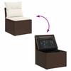 5 Piece Garden Sofa Set with Cushions Brown Poly Rattan