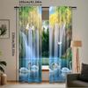 2pcs- Autumn natural forest landscape printed curtains, pole bag curtains, home decoration, room decoration