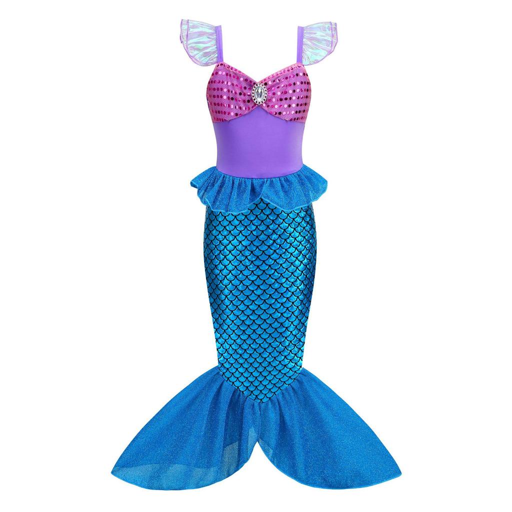 Girls' Sequin Cap Sleeve Mermaid Princess Dress