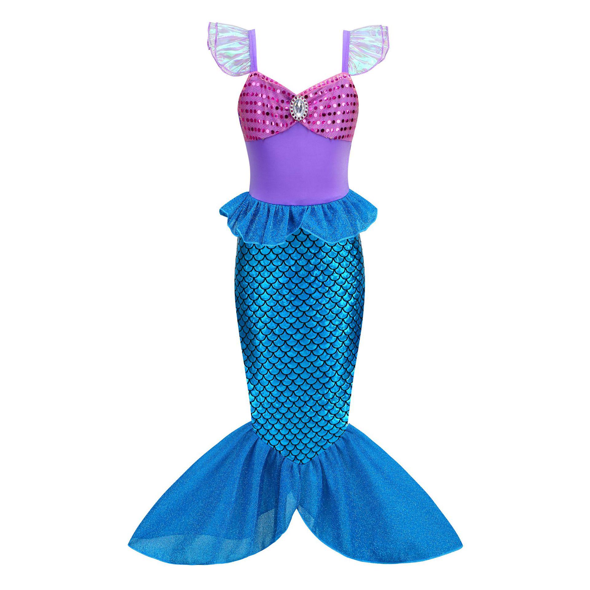 

Girls Sequin Cap Sleeve Mermaid Princess Dress 110cm зелёный