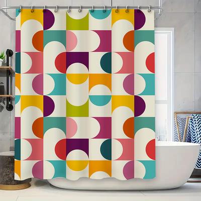 Tenda da Doccia Geometrica Colorata Decorazione Moderna per Bagno per la Casa Dimensioni Personalizzabili