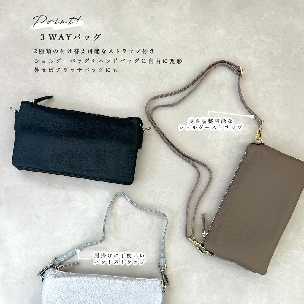 Shoulder Wallet Shoulder Genuine Large Shoulder Smartphone Shoulder Mini for Going Simple [Gisele] Bag, Bag, 3-way Clutch, Pochette, Leather,