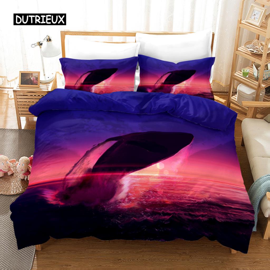 Delfin Bettbezug Set 3D Delfine Springen Bettwäsche Set Polyester Meerestier Thema Für Teenager Doppel Queen King Size Bettdeckenbezug