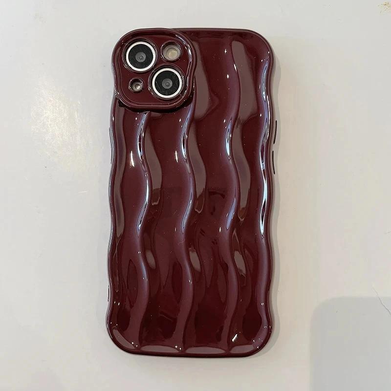 

3D чехол для телефона с узором «Пузырьковая волна» для iPhone 17 16 15 14 13 12 11 Pro Max 14promax, винный цвет, мягкая противоударная задняя крышка iPhone 11