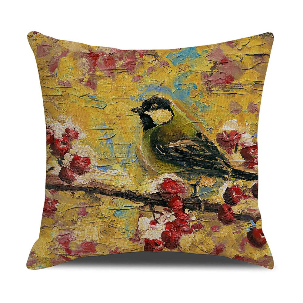 Watercolor Bird Cushion Cover Pillowcase Home Decor Office Sofa Pillowcase Home Decor Pillowcase
