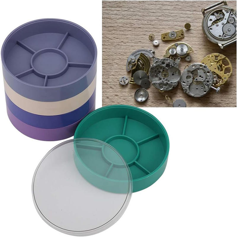 5 Layer Plastic Round Watch Parts Screw Storage Box Watch Tool Holder Container Watch Accessory Storage Box