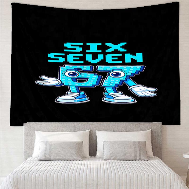 67 Print Tapestry, Backdrop, Easy Setup, Ideal for Bedroom, Office & Living Room, with Aesthetic Wall Hanging Decor.