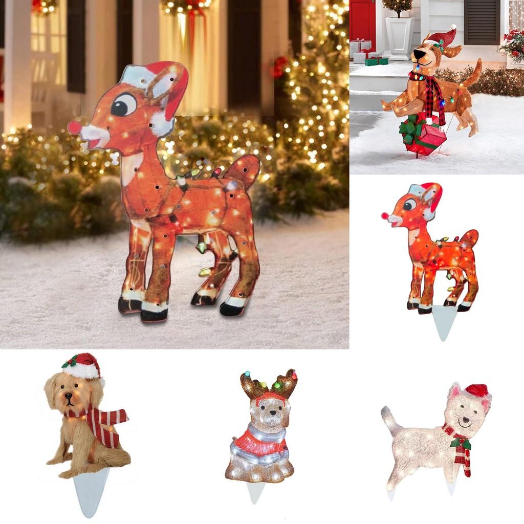Outside Christmas Decorations Light Up Animals Dog Santa Clausoutside Supplies