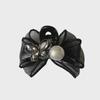 Elegant 6cm Pearl Rhinestone Mesh Bow Hair Clip