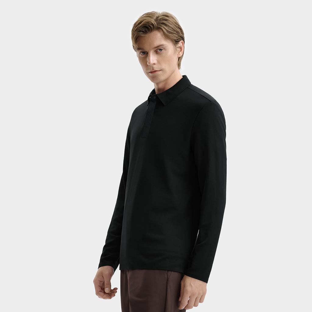 Fila Blue Fashion Simple Classic Basic Casual Business Versatile Comfortable Long Sleeve Knitted Polo Shirt Men Polo Shirts F11M542215FBK