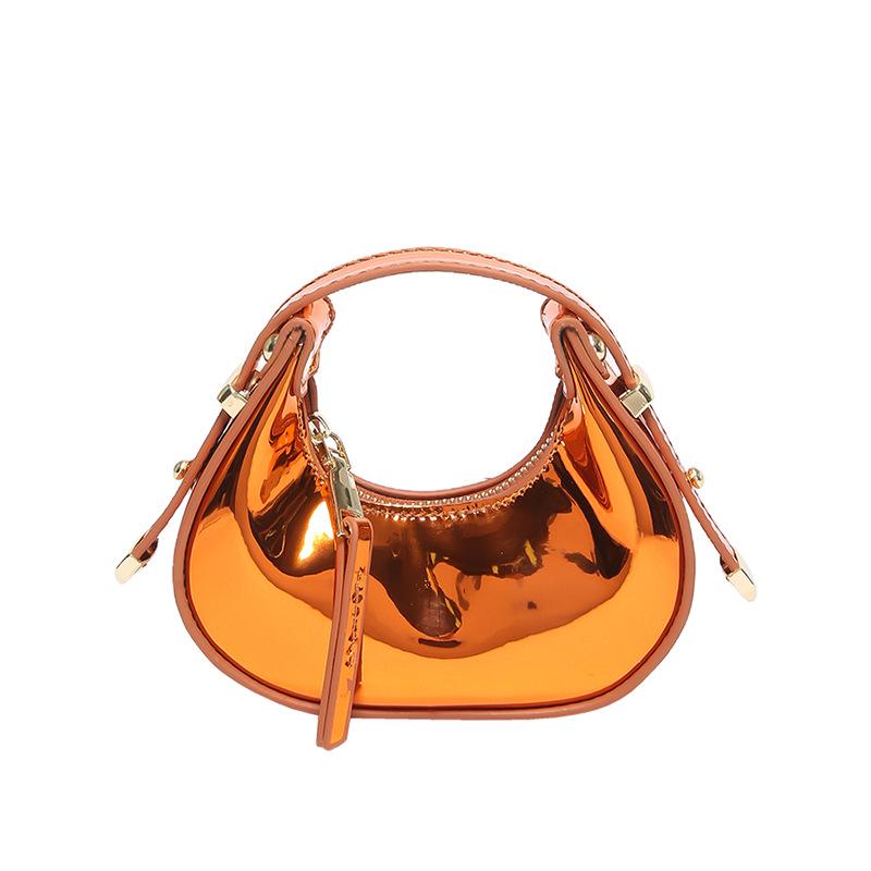 Women's Textured Crossbody Lipstick Bag: Candy Color Mini Crescent