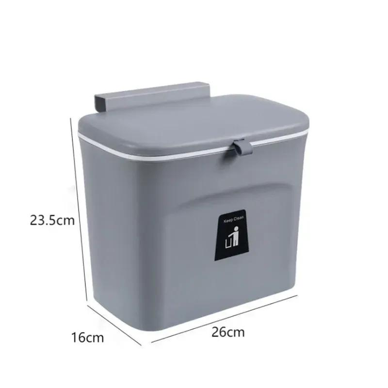 7L / 9L Wall Mounted Trash Can Bin with Lid Waste Bin Kitchen Cabinet Door Hanging Trash Bin Garbage Car Recycle Dustbin Rubbish