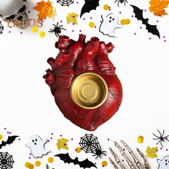 Halloween Candle Holder Gothic Heart Brain Spine Resin Candle Stand Scented Tealight Candle Candlestick Decoration Table Centerpiece