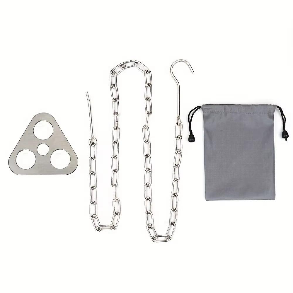 

Detachable Campfire Tripod Pot Rack Adjustable Chain Barbecue Triangle Stand Hiking S серебряный