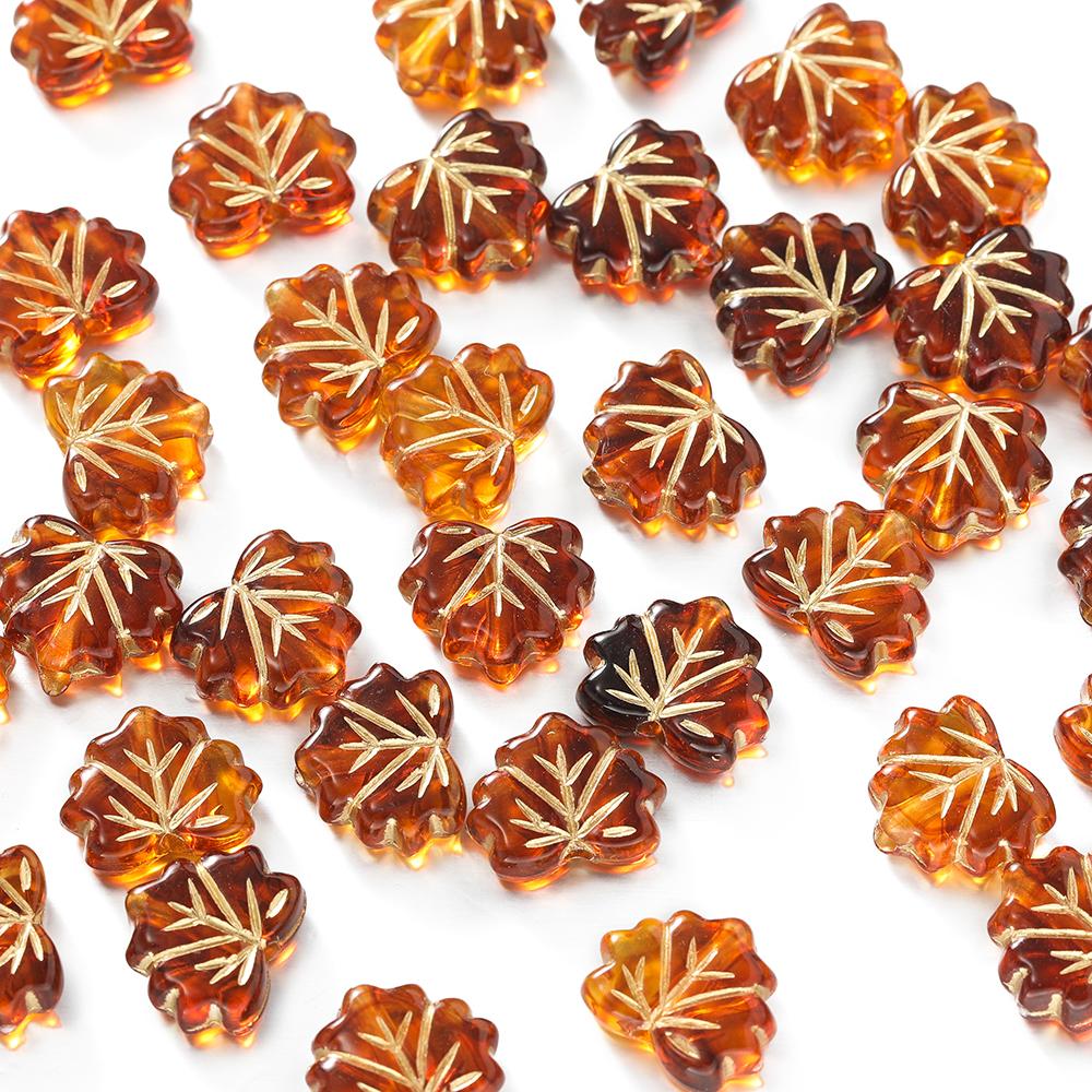 50pcs/Lot Acrylic Leaves Beads Spacer Charms Bead for DIY Bracelet Necklace Keychain Jewelry Making Accessories Supplies