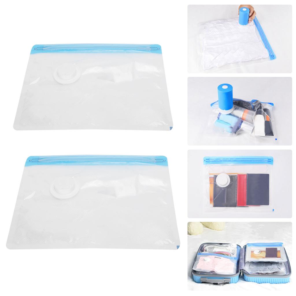 2Pcs Vacuum Storage Bag Space Saving Compressed Sealed Travel Bag with 3.5cm Thread Inlet