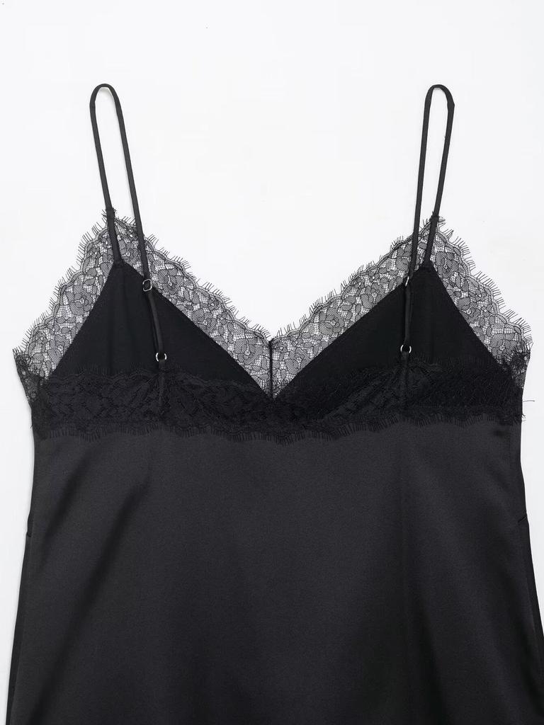Silk Satin Lace-Trim Camisole Top for Women