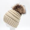 Knitted Stripe Women Hairball Hat Thickened Design Outdoors Keep Warm Gifts