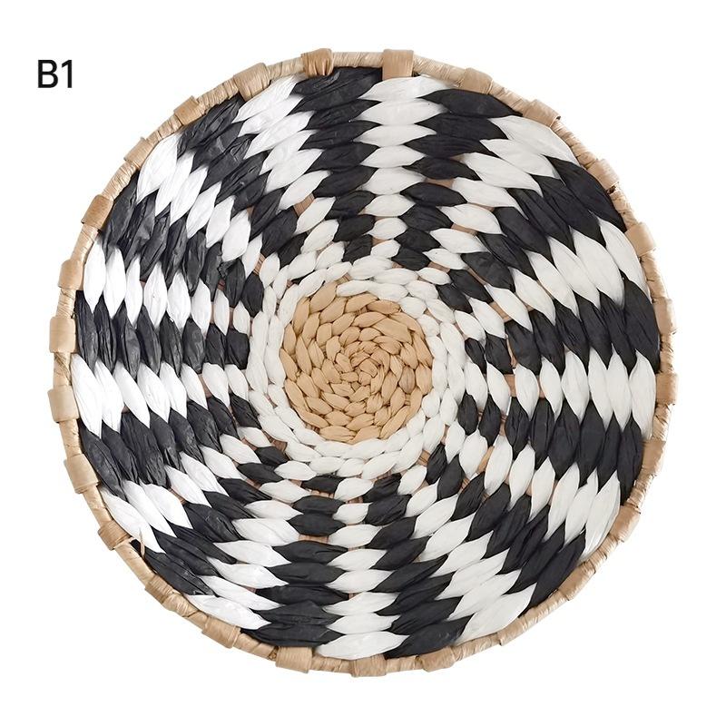 Halm Runde veggdekorasjonsanheng Kreativ retro etnisk bakgrunn Veggdekor i marokkansk stil Håndvevde oppheng Diameter 20/25/30 cm