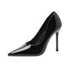 No Black High Heels: Women’s 2024 Stiletto Patent Leather French Pointed Toe Single Shoes for Spring & Autumn.