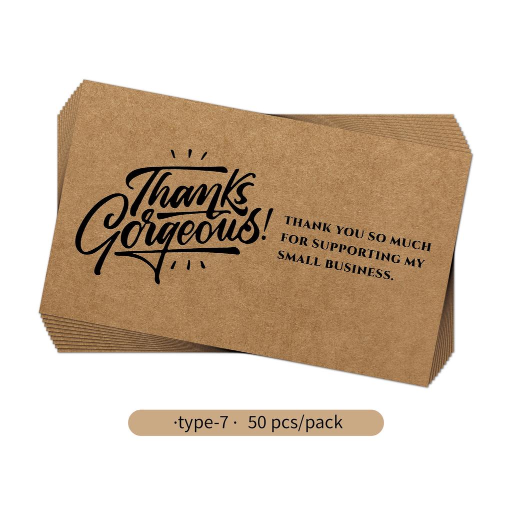 50pcs Kraft Paper Thank You Card for Enterprise Store Business Package Decoration Card Thank You For Your Order Card Wholesale