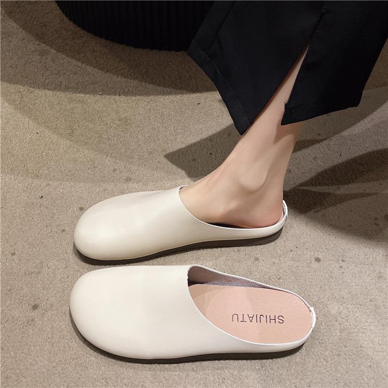 Baotou half slippers women's outer wear 2024 new spring and summer one-pedal lazy shoes casual soft-soled single shoes Muller shoes