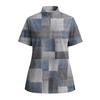 Women's Short Sleeved Printed V-neck Buttonable Side Slit Top T-shirt